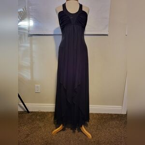 Black Halter Style with Embellished Neckline Chiffon Gown